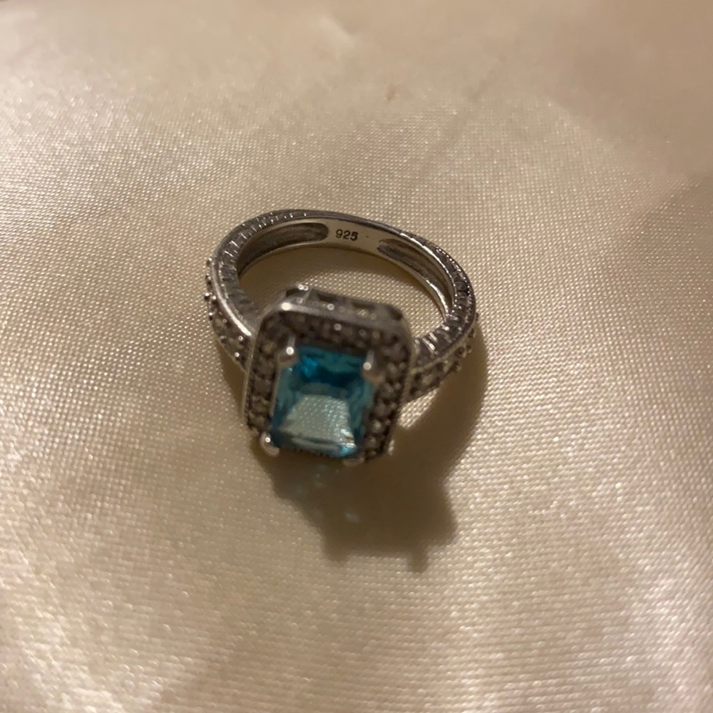 Aquamarine and sterling silver ring size 4 -1/2